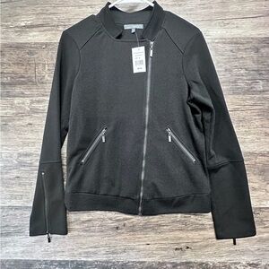 Matty M Black Bomber Jacket with Long Sleeves and Soft Texture